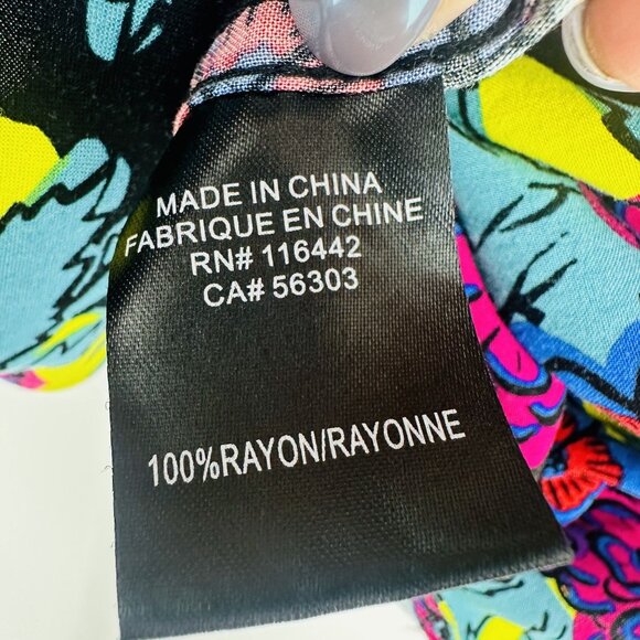 Empyre Mens Floral Multicolored Short Sleeve Collared Button Down Shirt Size L - Picture 10 of 11